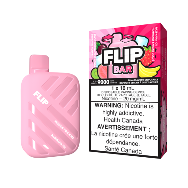 FLIP BAR DISPOSABLE - PASSION PUNCH ICE AND RAZZ NANA ICE (5PC/CTN)